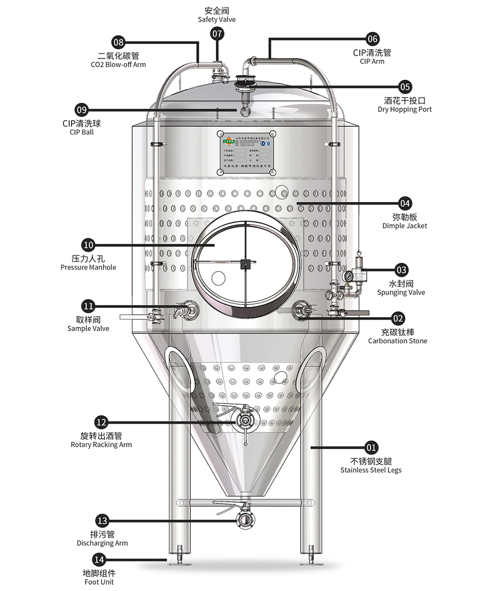 fermentador cónico, tanque de fermentación